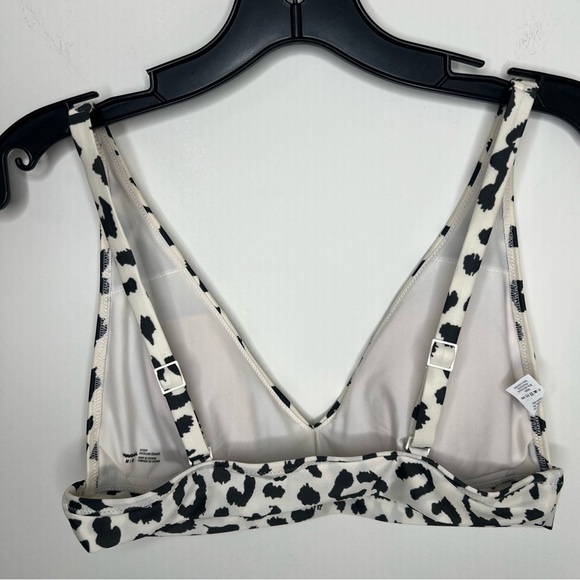 AE Aerie Scoop Bikini Top Size Medium White Black Leopard Print - Picture 4 of 8